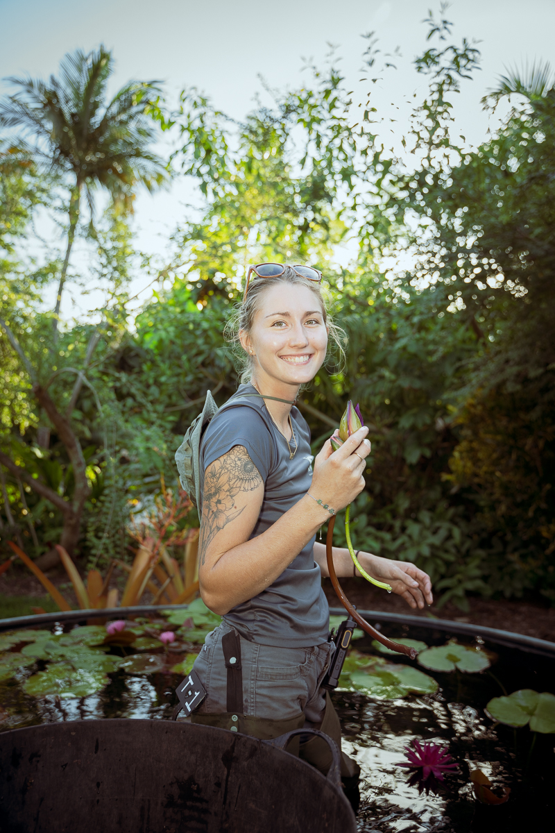 Gardener Morgan at Naples Botanical Garden