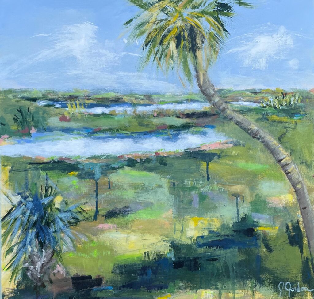 A photo of a painting of a tropical scene